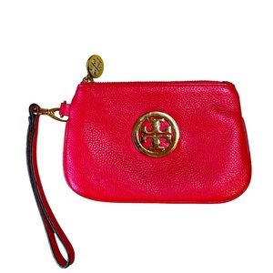 Tory Burch Hot Pink 🩷 Wristlet with Gold Logo